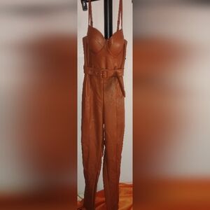 Haute Monde Rust Brown Straight Leg Jumpsuit